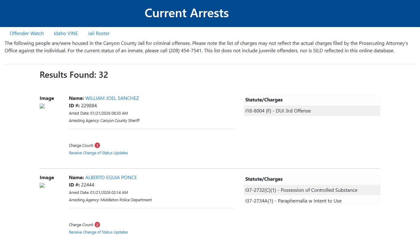Current Arrests